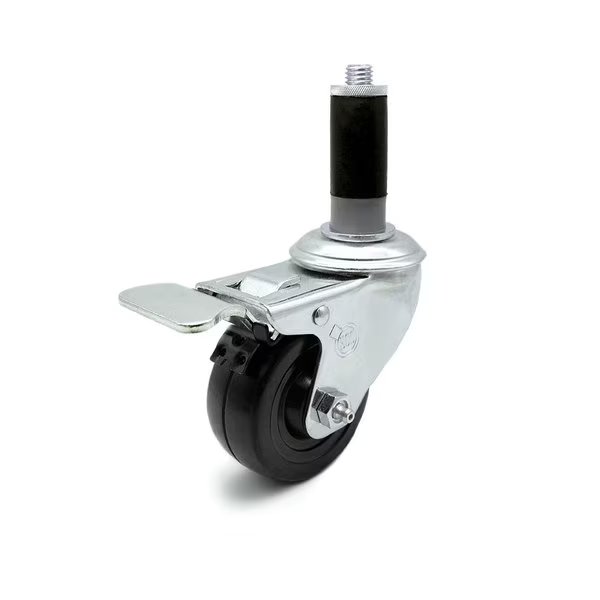 3 Inch Hard Rubber Swivel 1 Inch Expanding Stem Caster Total Lock Brake SCC, Service Caster, Mfr#: SCC-TTLEX20S314-HRS-MTG42